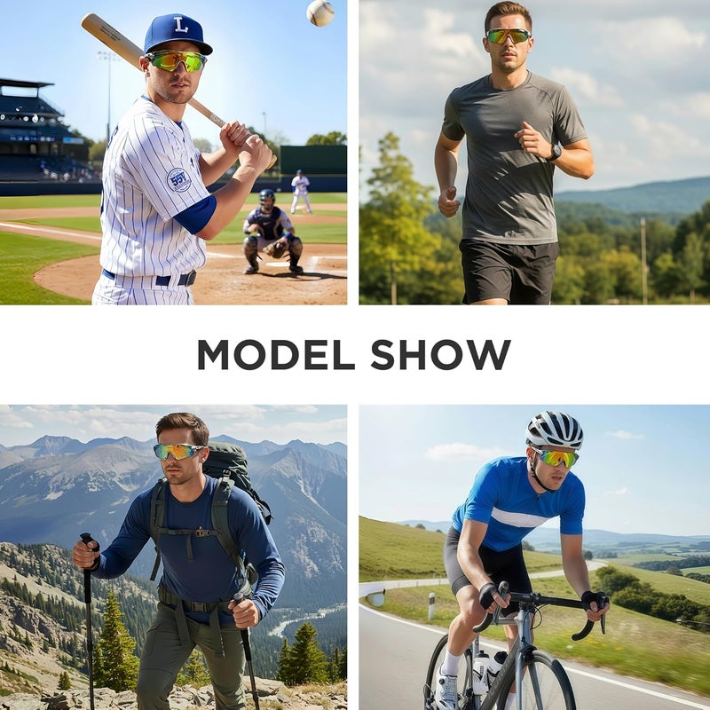 LOLOON Store Cycling Sunglasses for Men Women Youth, Wrap Around Sports Sunglasses for Running Climbing Bike Baseball Softball Golf - Image 2